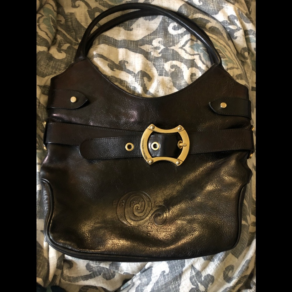 Black Leather Cerruti Handbag